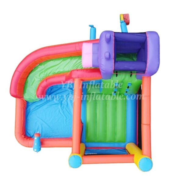 T8-3809 Kids hippo water slide bounce house colorful wet combo - Image 2