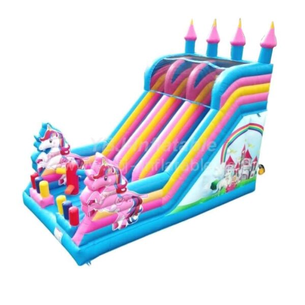 T8-4271 Unicorn Castle Inflatable Slide - Image 2